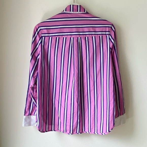 Maje pink/purple/white striped shirt with snap button sleeves - Picture 13 of 16